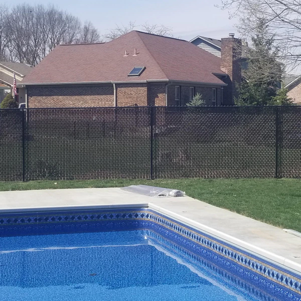 black metal fences installed beside pool Indianapolis IN